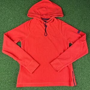 American Eagle Red Raglan Drawstring Activewear Outdoor Fleece Hoodie Sz S